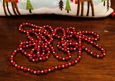 2- Strands Vintage Plastic Red & Gold Beaded Garland 9 feet Long Each picture