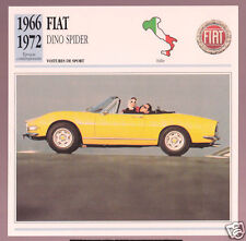 1966-1972 Fiat Dino Spider Convertible Car Photo Spec Sheet Info French Card picture