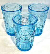 Vintage Lot of Three Romantic Blue Bormioli Rocco Italy Water Glasses 5