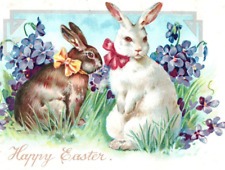 C. 1905 White Brown Rabbit Raphael Tuck Adorable Easter Vintage Postcard P215 picture