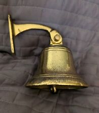 Vintage Solid Brass Ships Bell School Dinner Farm Nautical Wall Mount England  picture