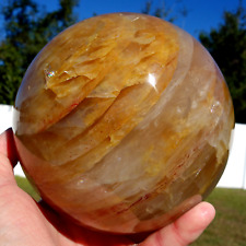 Stunning 5 Inch GOLDEN Healer LEMURIAN QUARTZ Crystal Sphere Ball For Sale picture