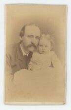 Antique CDV c1870s Adorable Photo Of Affectionate Father and Child Boston, MA picture