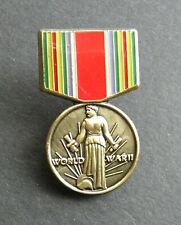 WWII WORLD WAR 2 MINI MEDAL LAPEL PIN BADGE 3/4 x 1.25 INCHES 1939-1945 picture