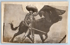 Tijuana Baja California Mexico Postcard Bullfighter Caricature c1920s RPPC Photo picture