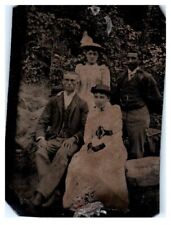 Antique Tintype Photo of 2 Mixed Race Couples African American Black Women picture