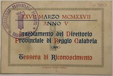 REGGIO CALABRIA INSEDIAMENTO DEL DIRETTORIO PROVINCIALE TESSERA PNF A.V° 1927 picture