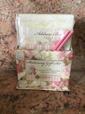 NEW Stationary Gift Set PINK & BEIGE FLOWERS Design In Original Plastic picture