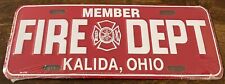 Member Fire Department Booster License Plate Topper Kalida Ohio Vintage KFD picture