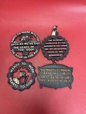Lot of 4 Vintage Amish Metal Trivets Wall Hangings Kitschy Farmhouse Humor picture
