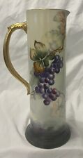 Belleek Willets Hand Painted Tankard Pitcher Grapes & Flowers Gold Gilt Rim picture