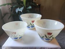 Vintage Set of 3 Fire King Wear Glass Nesting Tulip Mixing Bowls  picture