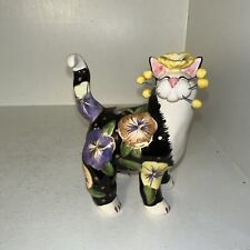 Vintage 2002 Whimsiclay Pansy Cat By Amy Lacombe Annaco Creations picture
