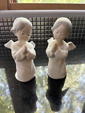 VTG Set/2 Precious Lladro Porcelain Figurines Praying Angel Boy #4548 Retired picture