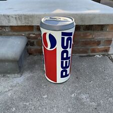VINTAGE SUPER RARE 18” X 9” Blow Mold BANK Soda Pop CAN Paper Label Pepsi picture