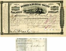 Peoria and Bureau Valley Railroad Co. issued to and signed by C.W. Durant - Stoc picture