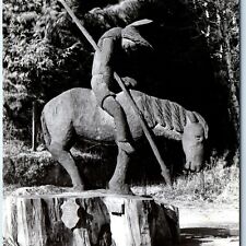 c1940s Klamath CA Carved Indian RPPC Native Giant Redwood Tree Mystery Park A165 picture