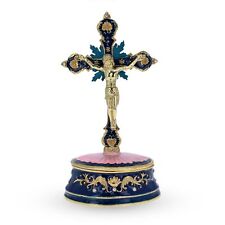 Jeweled Standing Metal Cross Trinket or Rosary Box picture