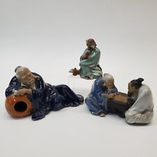 3 Vtg Mudman Shiwan Pottery Chinese Asian Figurines Drunk Uncle Chinese Chess picture