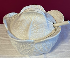 Ceramic Cabbage Soup Tureen Bowl 1248 with Ladle White Made in Portugal picture