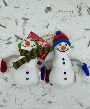 VTG Hallmark Mini Kiss Kiss Plush Snowman Set Original Tag Christmas Ornament picture