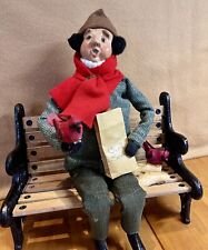 Byers Choice Caroler Cries of London Man Feeding Red Birds on Bench 1997  picture