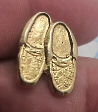 VTG Lapel Pinback Hat Pin All Gold Tone Shoes Tie Tack Slip On Foot Wear  picture