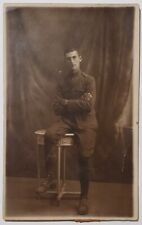 RPPC Attractive US Soldier In Uniform Studio Photo WW1 Era Postcard P26 picture