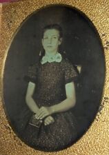Antique Daguerreotype Beautiful Young Girl Holding Full Photo Case picture