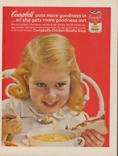 1962 Campbell's Chicken Noodle Soup Girl PB&J Sandwich Bowl Vintage Print Ad L3 picture