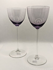 Bohemia Czech Republic Lead Crystal Wine Glasses Set Of 2 Vintage Purple picture