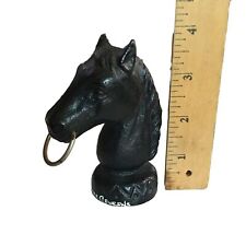 Vintage Cast Iron Horse Head Bust Hitching Post Top Ring Equestrian 4 Inch Tall picture