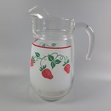 Vintage Glass Pitcher Strawberries Frosted Teleflora France c1983 picture