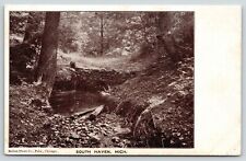 South Haven Michigan~Old Waterin' Fishin' Hole~Mellen Photo~c1905 B&W Postcard picture