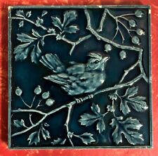 Antique 19th Century Tile Bird on Branch Mintons Stoke On Trent Blue Glaze Tile picture