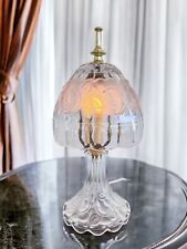 Vintage Frosted Clear Pressed Glass Flowers Boudoir/Accent Table Lamp picture