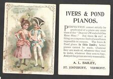 1880s IVERS & POND PIANOS { A L BAILEY ST JOHNBURY VT } VICTORIAN TRADE CARD picture