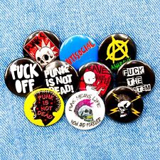 Anarchy button badge pins, Punk's not Dead  Rock Ska Hardcore Antisocial 10 item picture