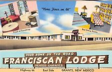 Grants NM New Mexico Route Hwy 66 Franciscan Lodge Motel Vtg Postcard D39 picture