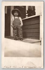 Cute Boy in Overalls RPPC Floyd Winland of Gardena California c1912 Postcard D22 picture