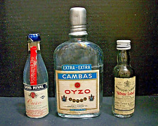 3 VTG EMPTY liquor Bottles OYZO from Greece, Mini White Label Whiskey, Mini OUZO picture