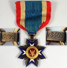 Military Order of the Loyal Legion MOLLUS Enamel Ribbon Medal No 13589 & 6695 picture