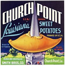 Church Point Brand Church Point Louisiana *AN ORIGINAL YAM CRATE LABEL* hole w16 picture
