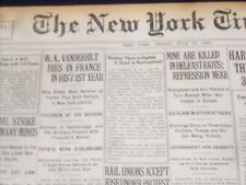1920 JULY 23 NEW YORK TIMES - W.K. VANDERBILT DIES AT 71 - NT 9340 picture