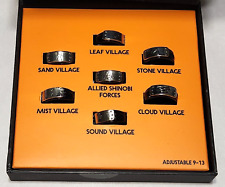 Naruto Shippuden Headband 7 Ring Box Set Leaf Sand Shinobi Village Adjustable picture