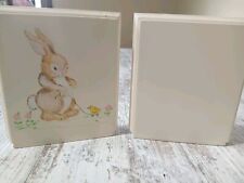 Vintage Bunny Rabbit Bookends Nursery Baby Room Decor Wooden Hand Painted  picture