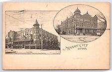 Mason City IA Corner Towers on Charles & Wilson Hotels~Oval & Fancy Font 1909 Pc picture