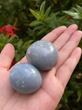Angelite Pebble, 1-1.5 Inch Large Angelite Tumbled Stone, Angelite Palm Stone picture