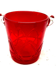 Unique Vintage Hand Blown Glass Ice Bucket - Red cut Ice Bucket picture