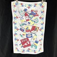 VTG Kitschy Novelty Kitchen Groceries Hand Dish Tea Towel As Is 25.5